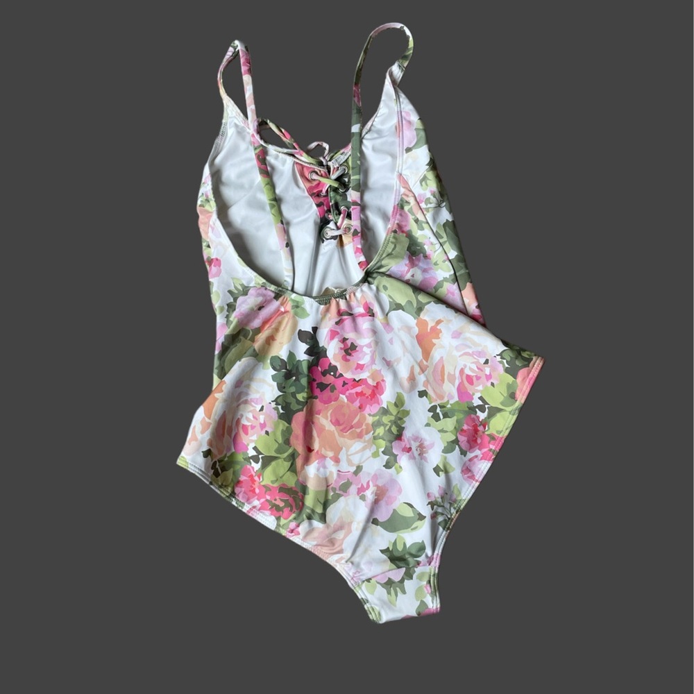 SEZANE x Ysé NWT Pastel Pink Green & White Floral Printed One Piece Swim Suit - Picture 5 of 8